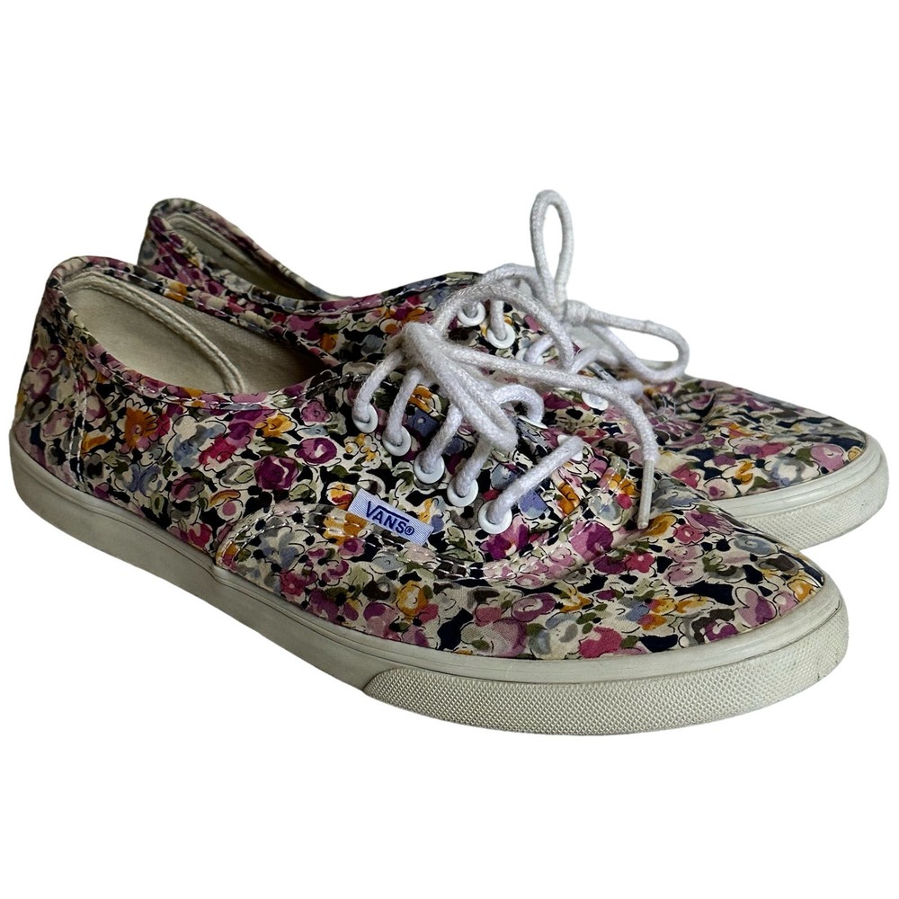 Vans Low-Top Floral Canvas Sneakers in Pink, White, Yellow, Black